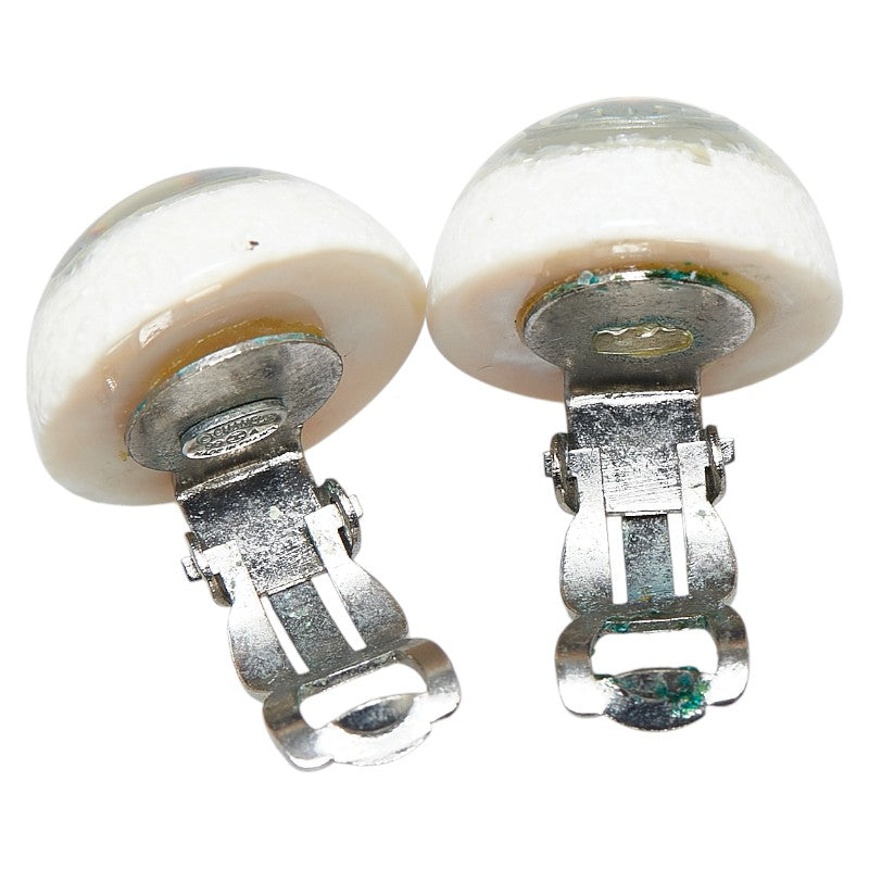 Chanel Coco Mark Earrings Silver White