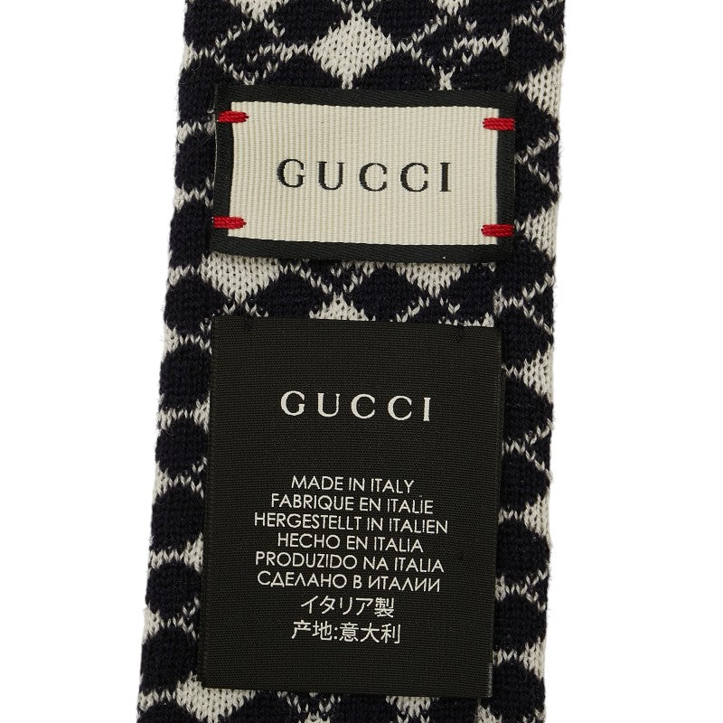 Luxury Gucci Trending 2025 Wool G Mark Knit Tie Navy White