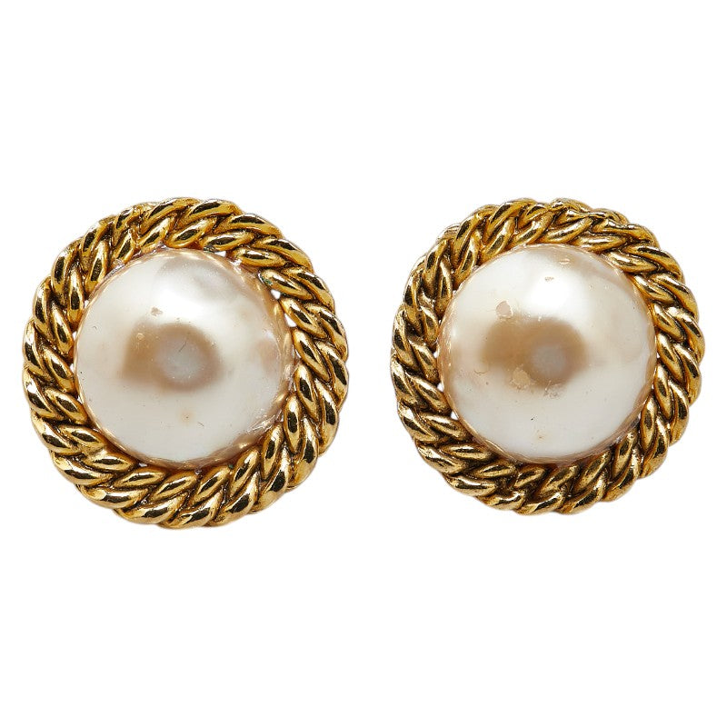 Chanel Gold Plated Pearl Earrings