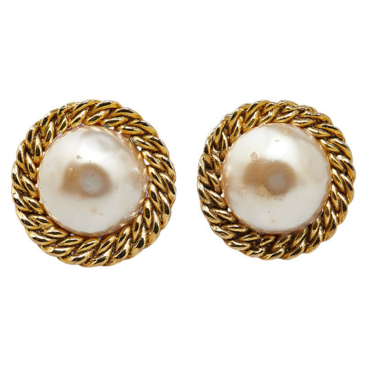 Chanel Gold Plated Pearl Earrings