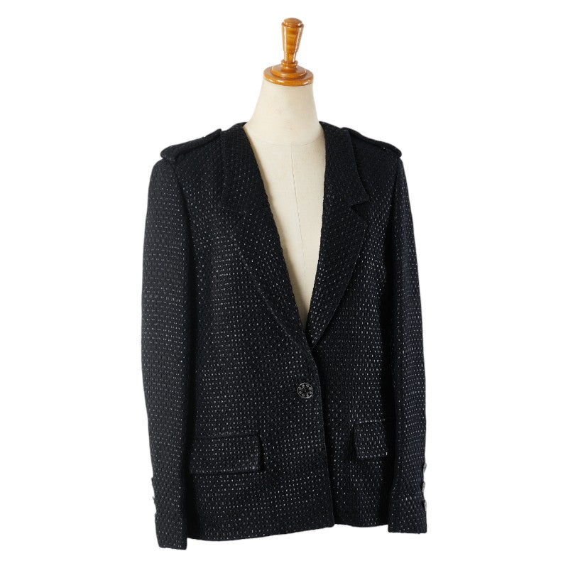 Chanel Tweed Jacket Pants Set 38 Black