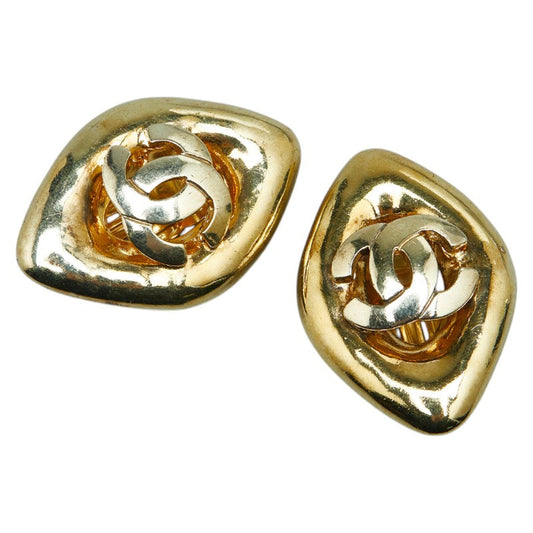 Chanel Vintage Coco Mark Gold Earrings
