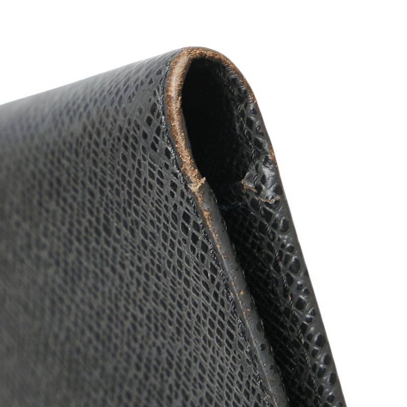 Louis Vuitton Taiga Agenda Cover R20425 Black Leather