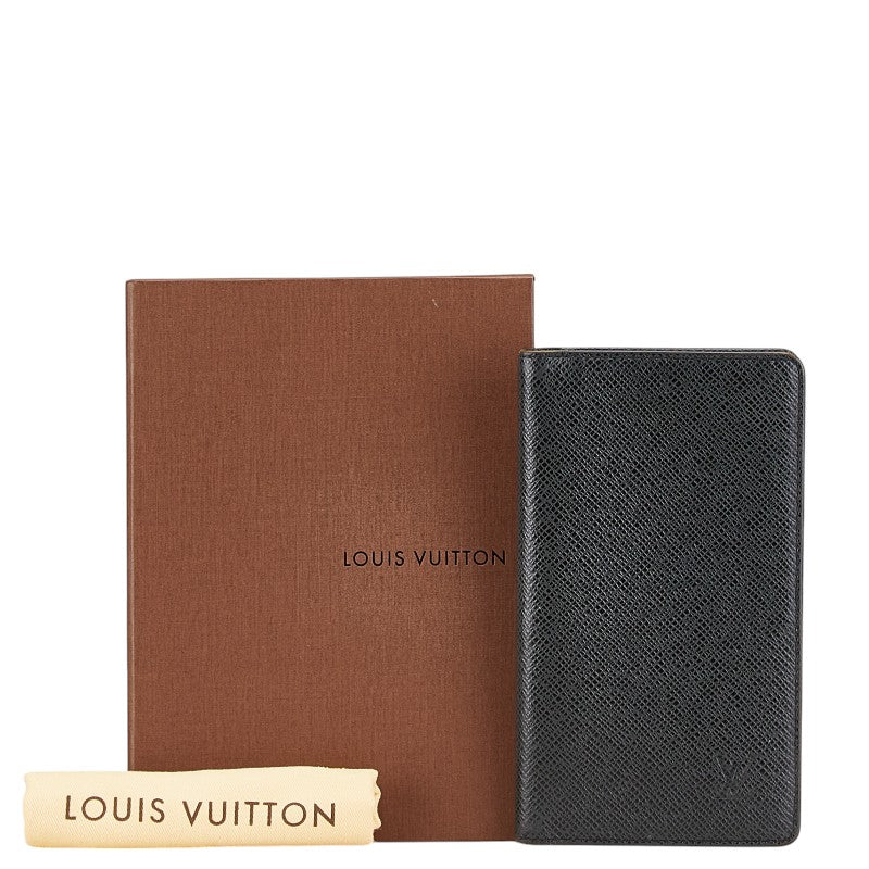 Louis Vuitton Taiga Agenda Cover R20425 Black Leather
