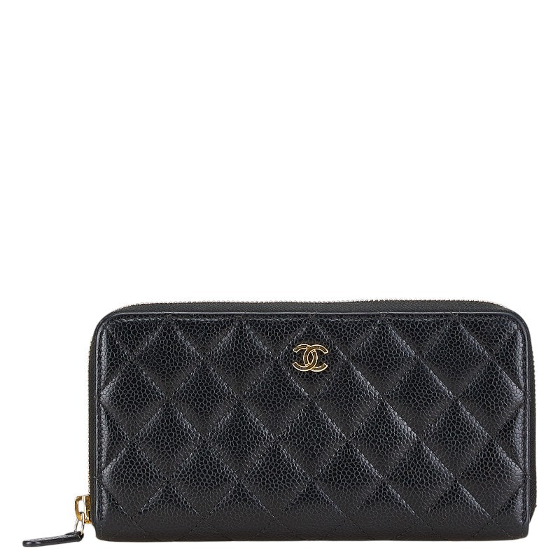 Chanel Caviar Skin Round Zip Wallet