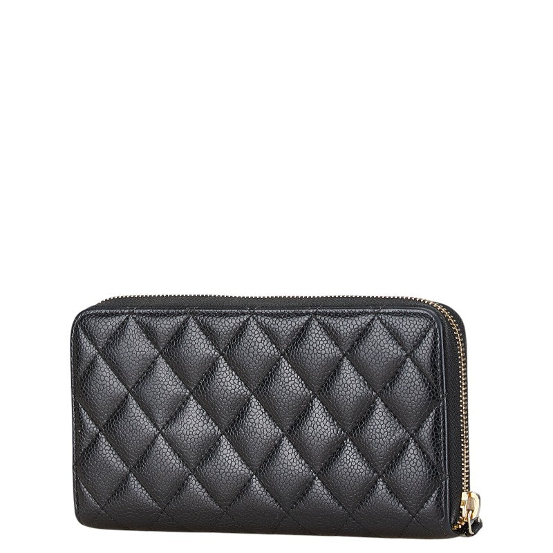 Chanel Caviar Skin Round Zip Wallet