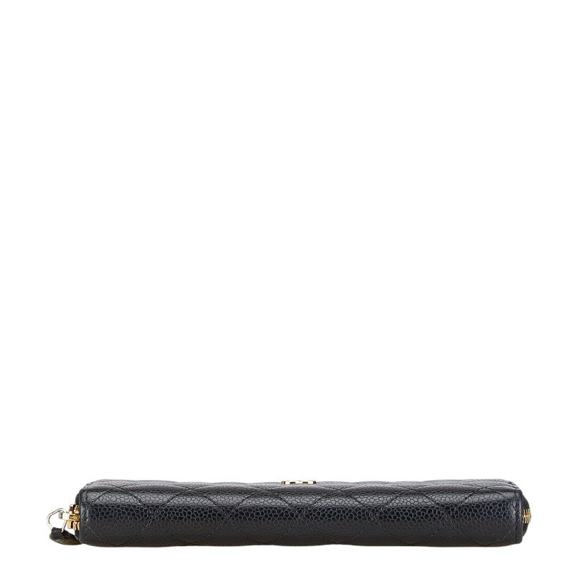 Chanel Caviar Skin Round Zip Wallet