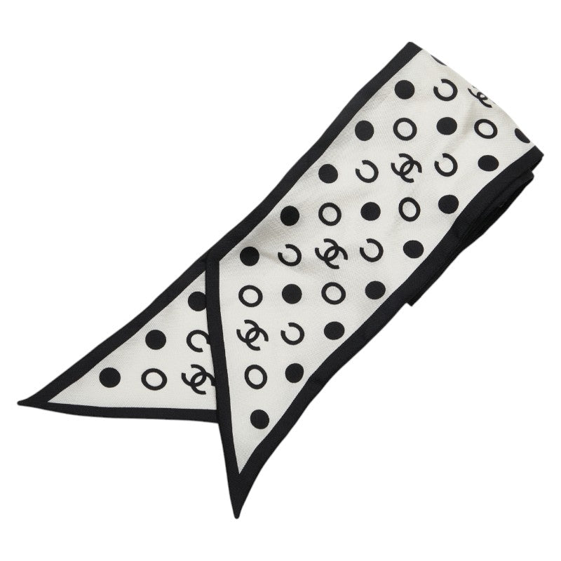 Chanel Silk Polka Dot Scarf Scrunchie Set