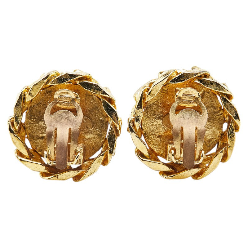Chanel Coco Mark Round Rhinestone Earrings