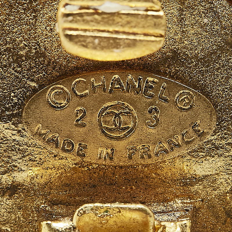 Chanel Coco Mark Round Rhinestone Earrings