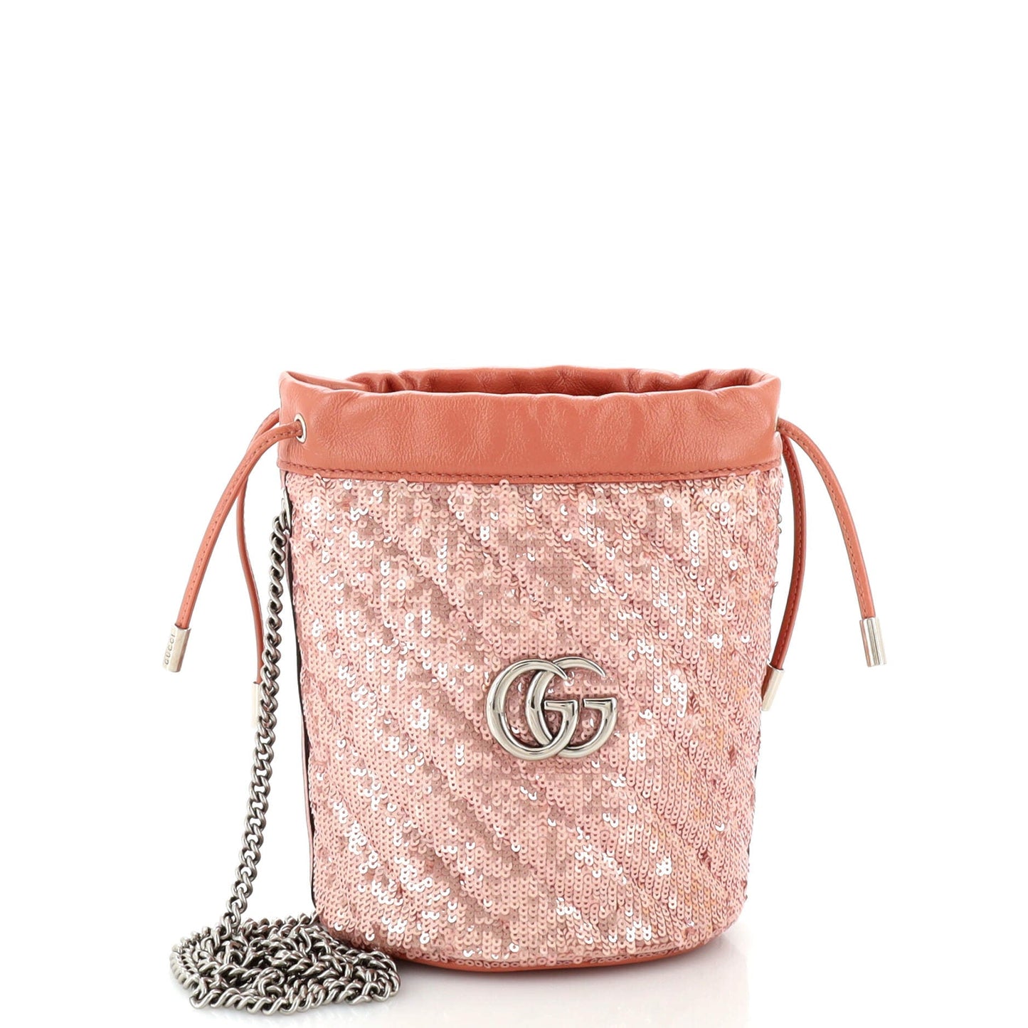 Luxury Gucci Trending 2025 GG Marmont Bucket Bag Diagonal Quilted Sequins Mini