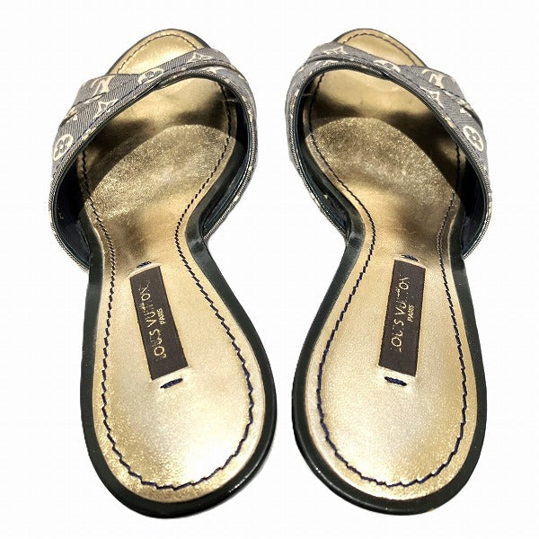 Louis Vuitton Leather Denim Mule Sandals