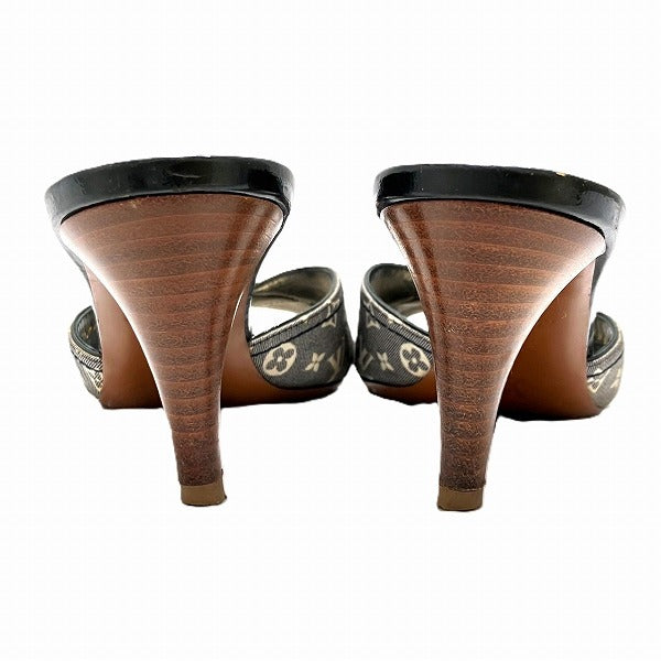 Louis Vuitton Leather Denim Mule Sandals