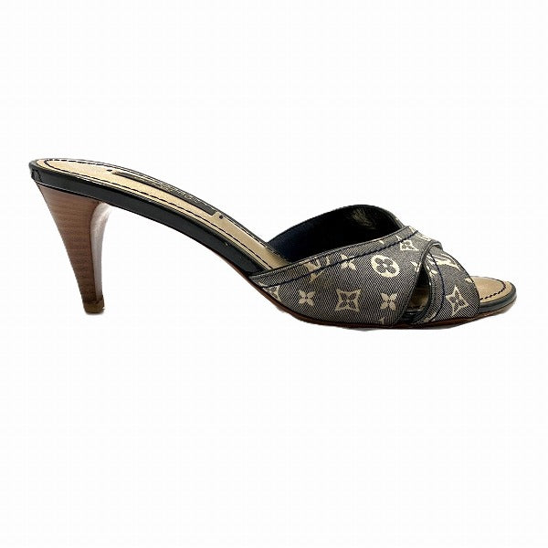 Louis Vuitton Leather Denim Mule Sandals