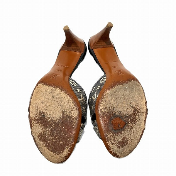 Louis Vuitton Leather Denim Mule Sandals