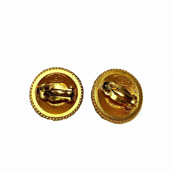Chanel Gold Faux Pearl Rhinestone Earrings