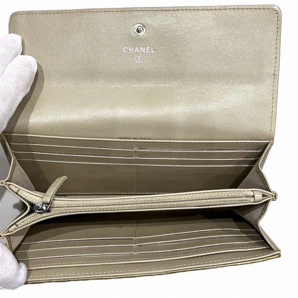 Chanel Patent Leather Gold Long Wallet