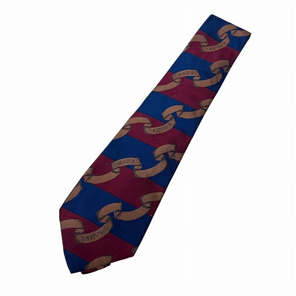 Chanel Silk Tie Red Navy