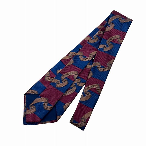 Chanel Silk Tie Red Navy