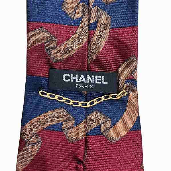 Chanel Silk Tie Red Navy