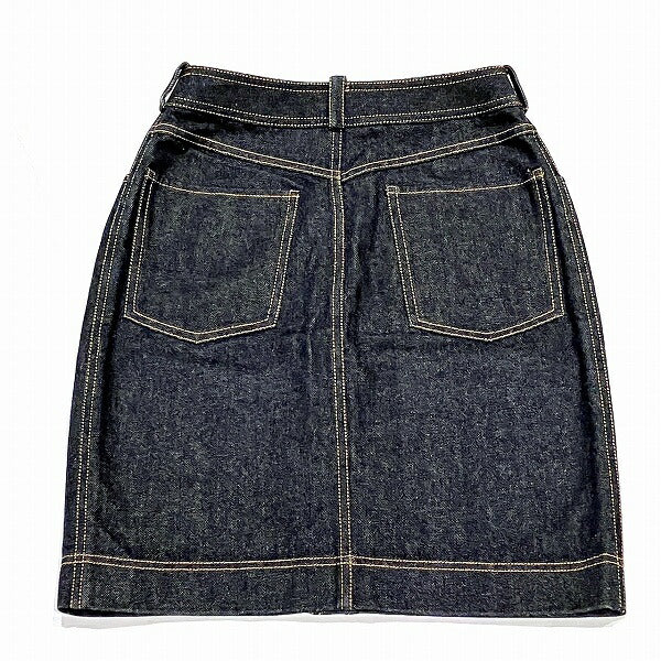 Chanel Logo Button Skirt Navy