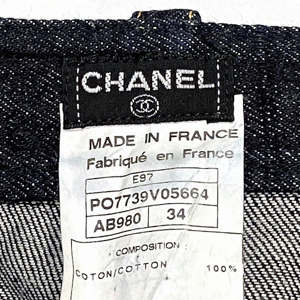 Chanel Logo Button Skirt Navy
