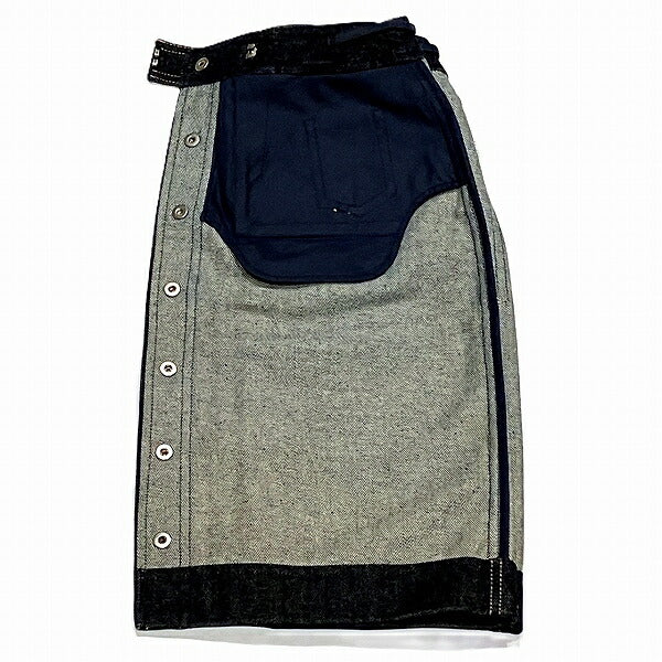 Chanel Logo Button Skirt Navy