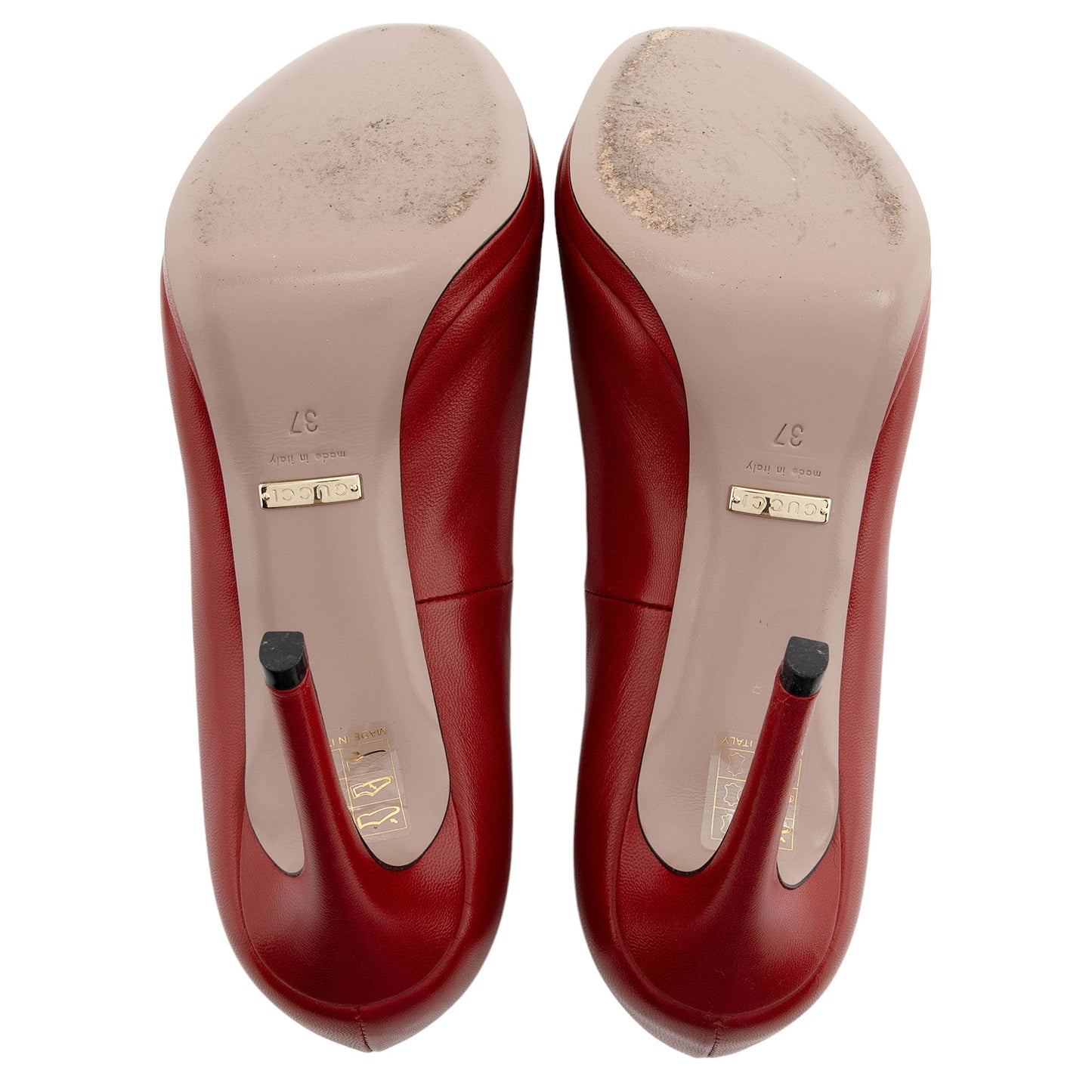 Gucci Leather Horsebit Peep Toe Pumps