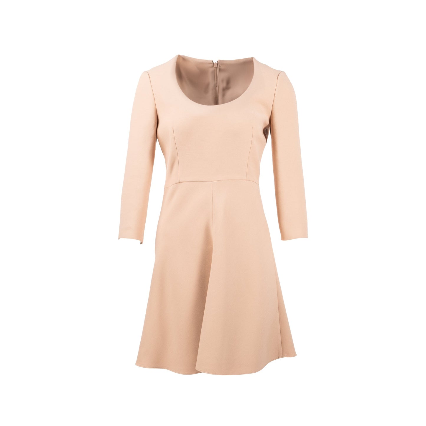 Luxury Dior Size 38 Back Zipped Dress Wool/Silk Light Pink