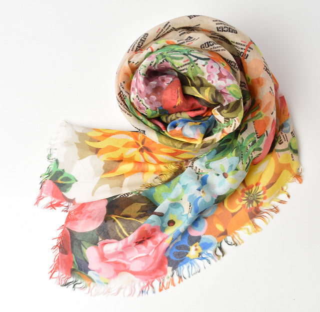 Luxury Gucci Trending 2025 Silk Twill Scarf Shawl Flower Motif