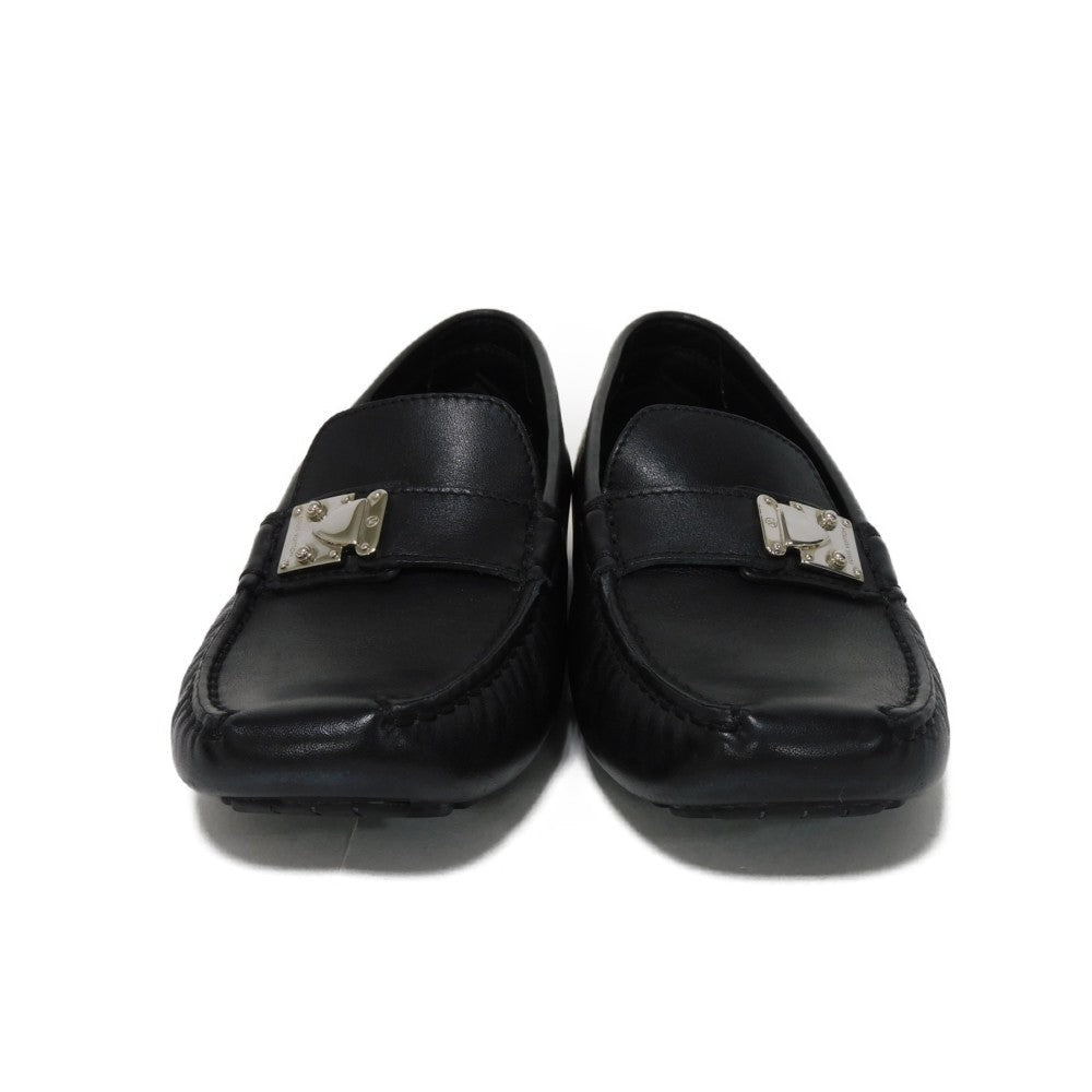 LOUIS VUITTON loafers Calf leather Noir logo S-lock Driving shoes 35 1/2