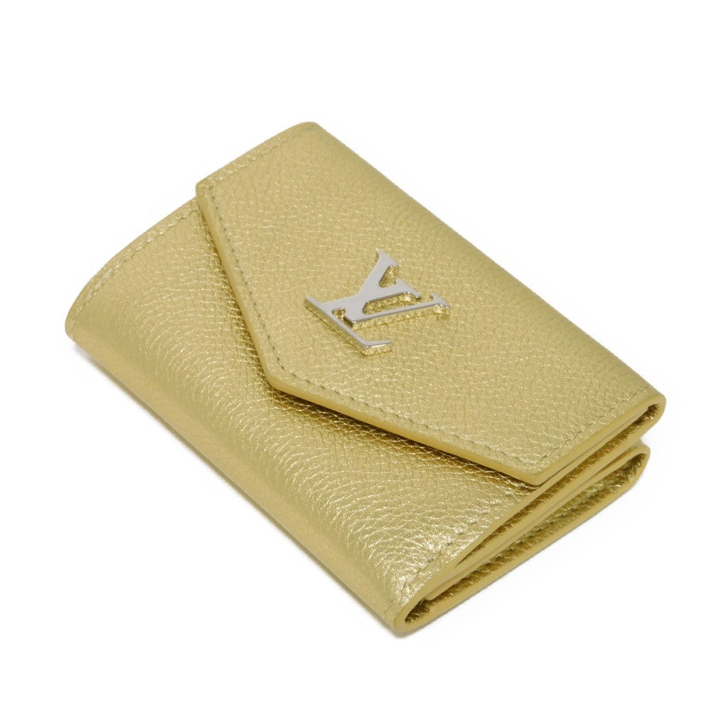 LOUIS VUITTON Tri-fold wallet M69059 Grain calf leather (embossed) gold LV logo Portefeuille Rock Mini