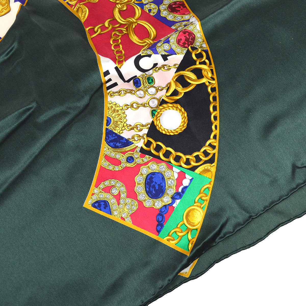 Luxury Chanel Big Scarf Green Silk