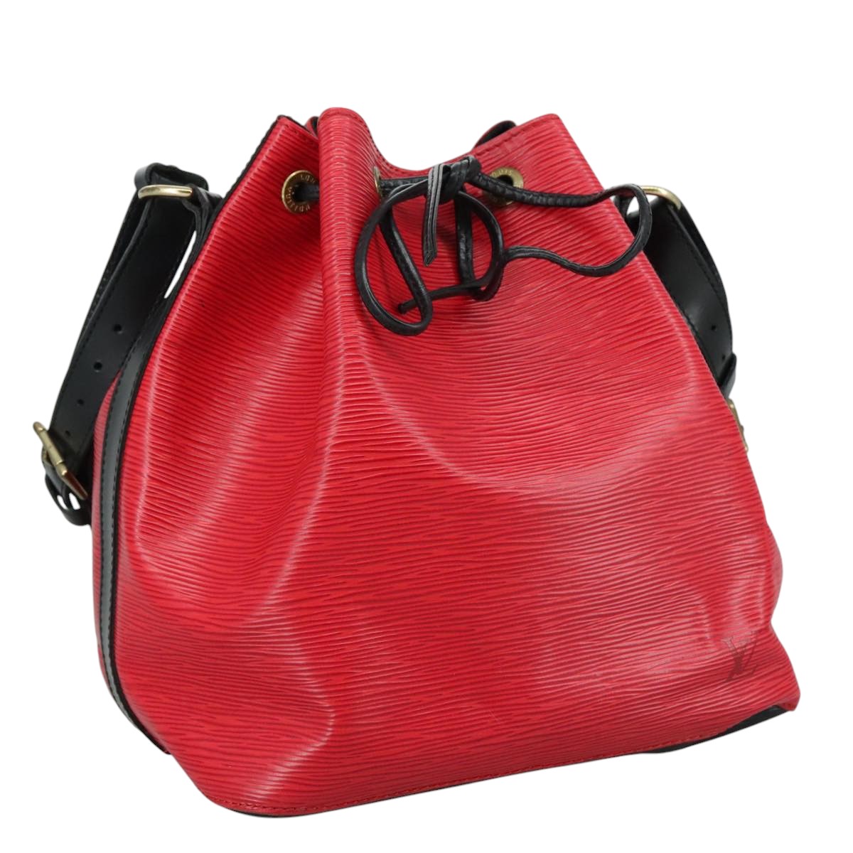 LOUIS VUITTON Epi Petit Noe Shoulder Bag Bicolor Black Red M44017 LV 105386