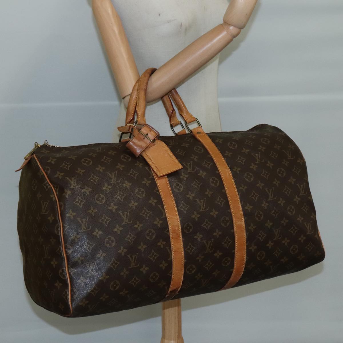 LOUIS VUITTON Monogram Keepall 55 Boston Bag M41424 LV 105410