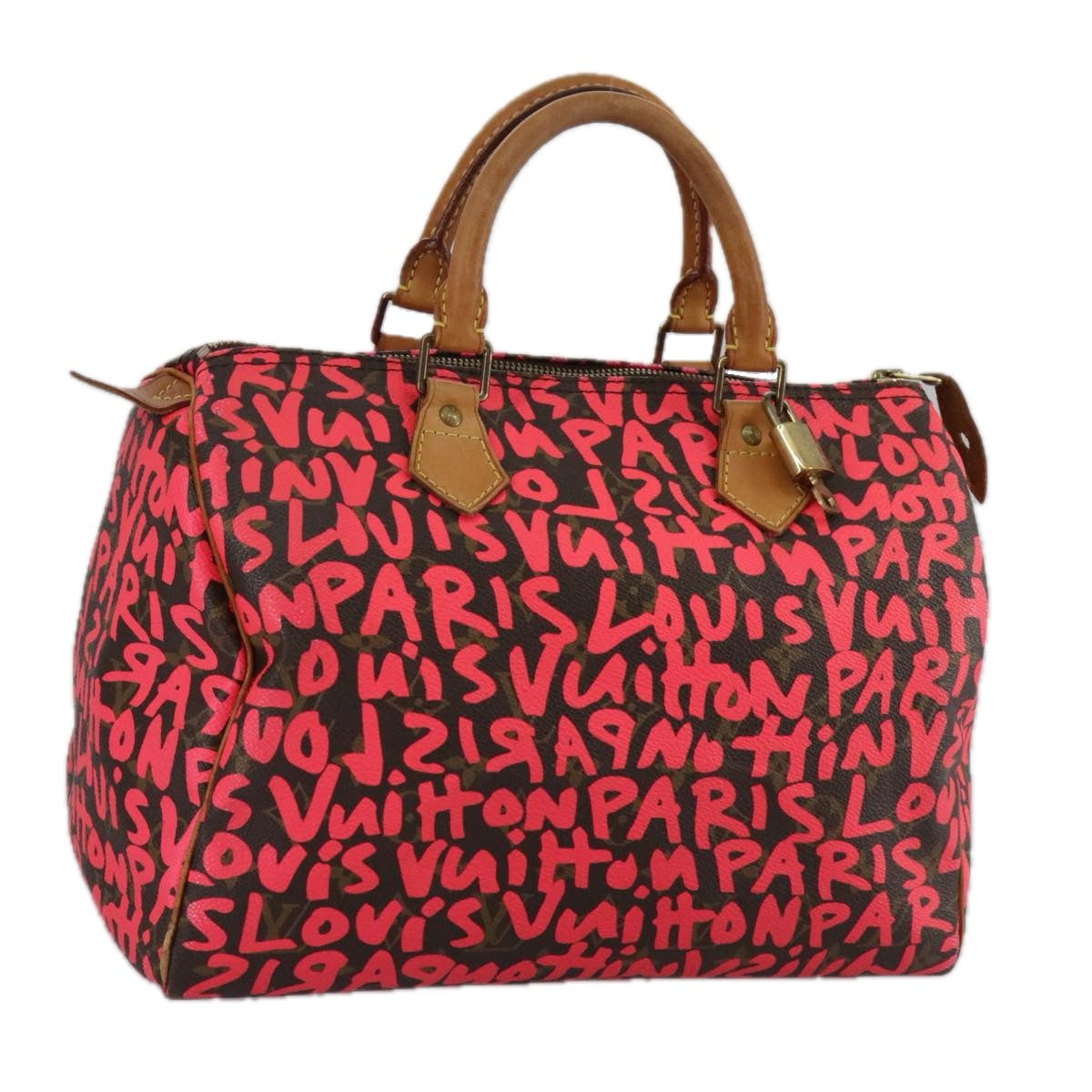 LOUIS VUITTON Monogram Graffiti Speedy 30 Hand Bag Pink M93704 LV 105427A