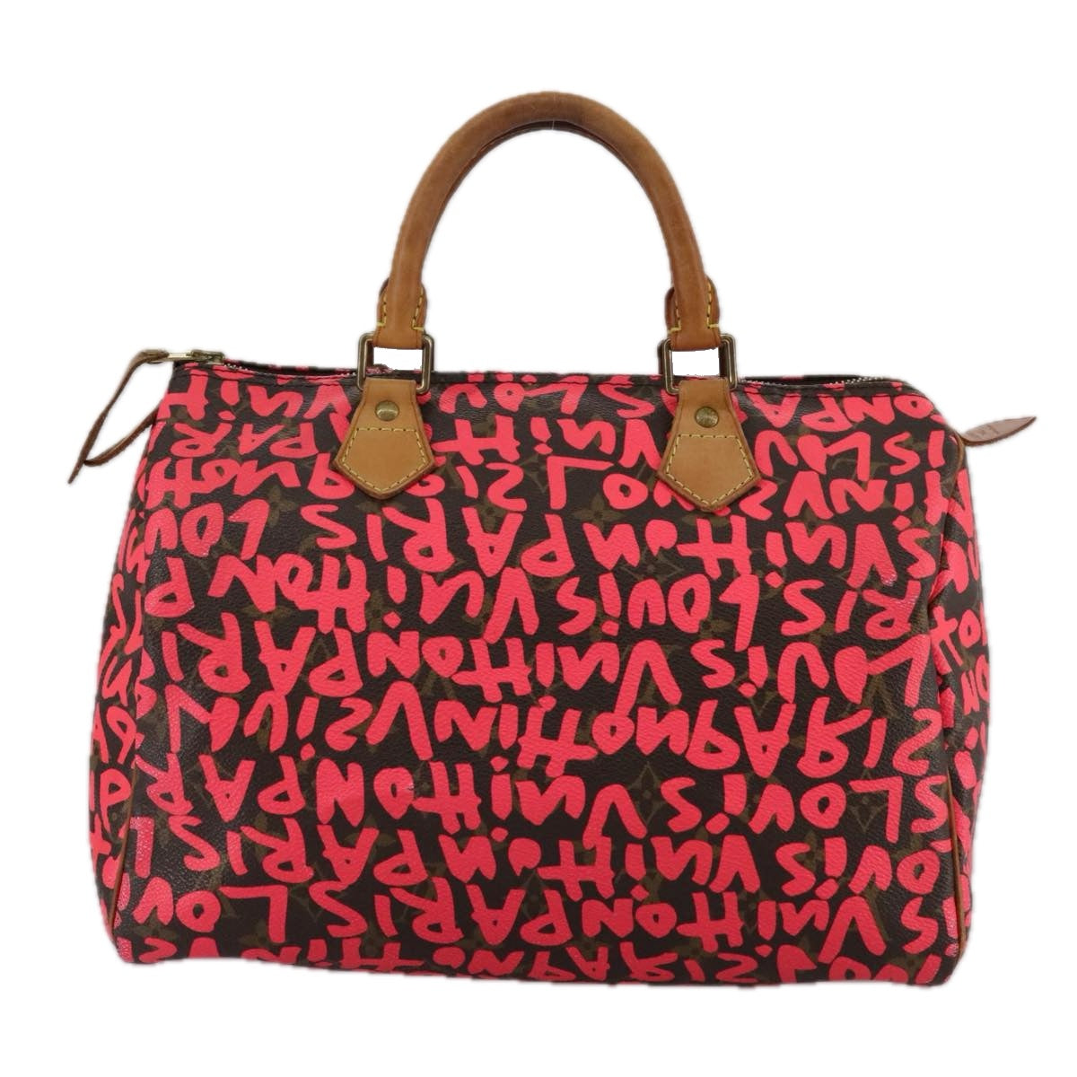 LOUIS VUITTON Monogram Graffiti Speedy 30 Hand Bag Pink M93704 LV 105427A