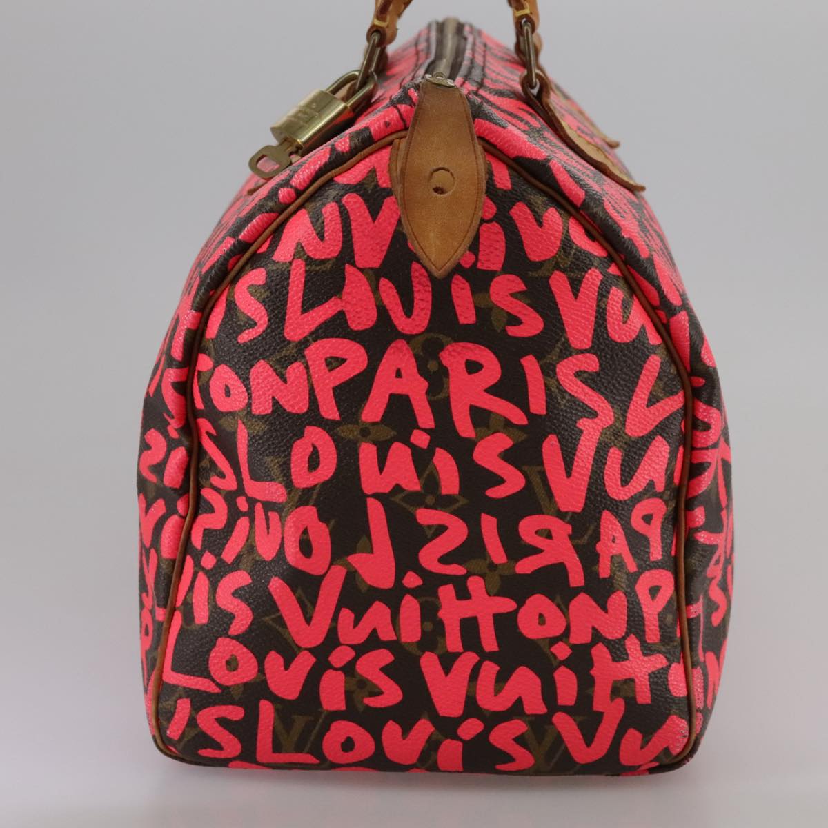 LOUIS VUITTON Monogram Graffiti Speedy 30 Hand Bag Pink M93704 LV 105427A