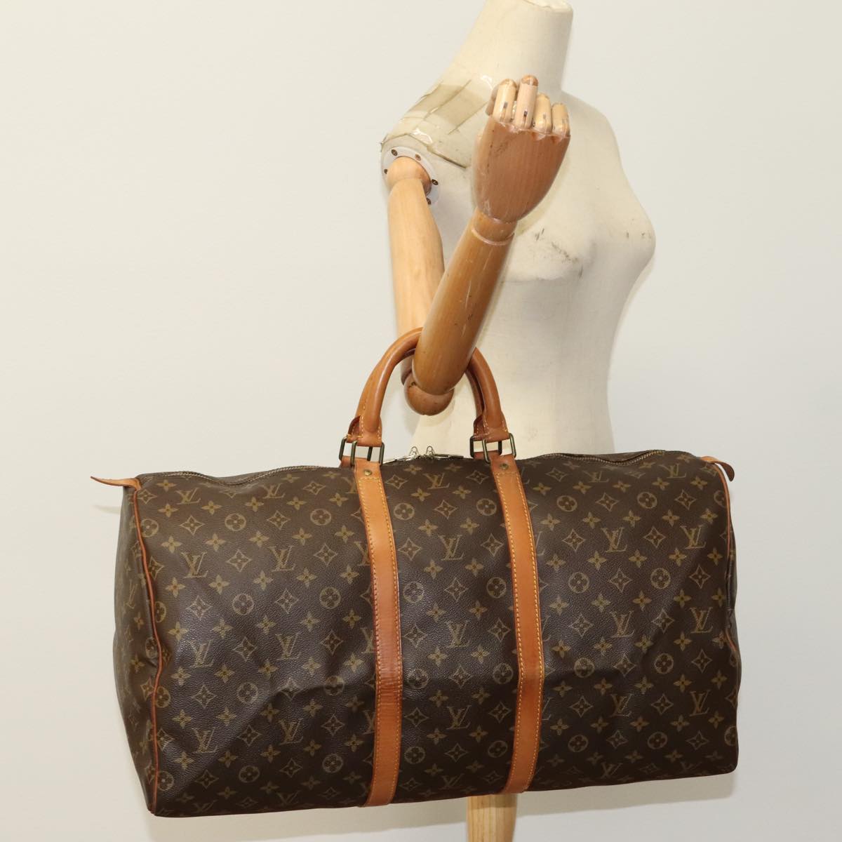 LOUIS VUITTON Monogram Keepall 55 Boston Bag M41424 LV 105595
