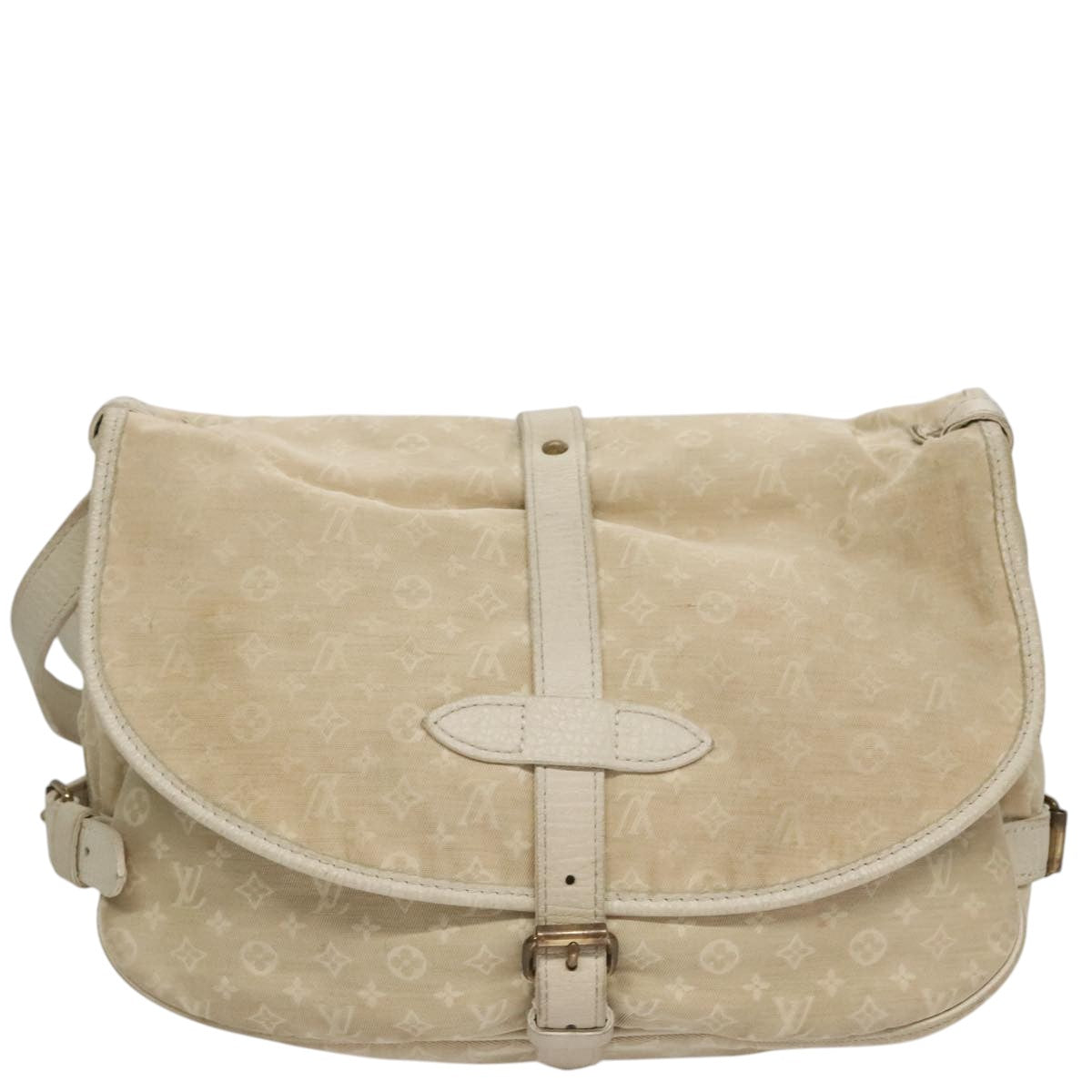 LOUIS VUITTON Monogram Mini Lin Saumur PM Shoulder Bag Ivory M95314 105746