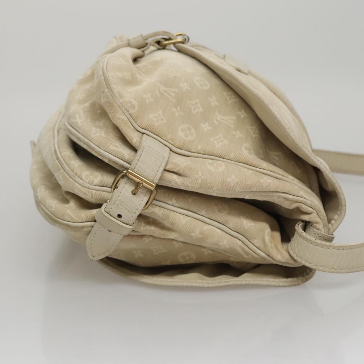 LOUIS VUITTON Monogram Mini Lin Saumur PM Shoulder Bag Ivory M95314 105746