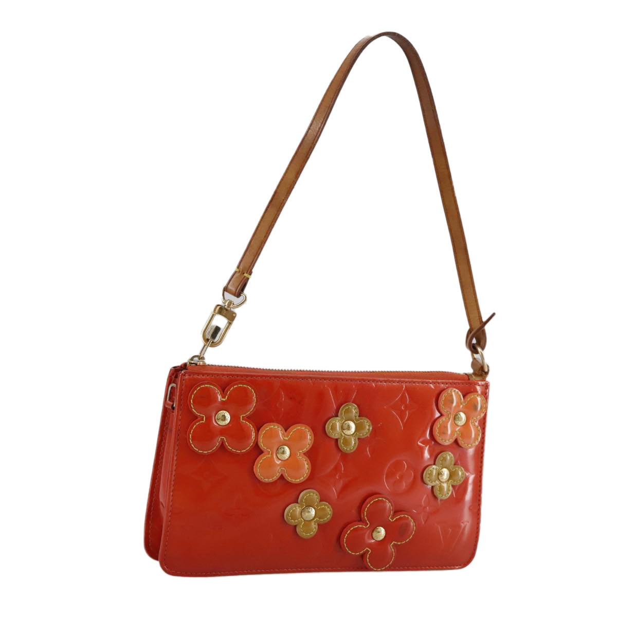 LOUIS VUITTON Monogram Vernis Flower Lexington Pouch Orange M92247 105791