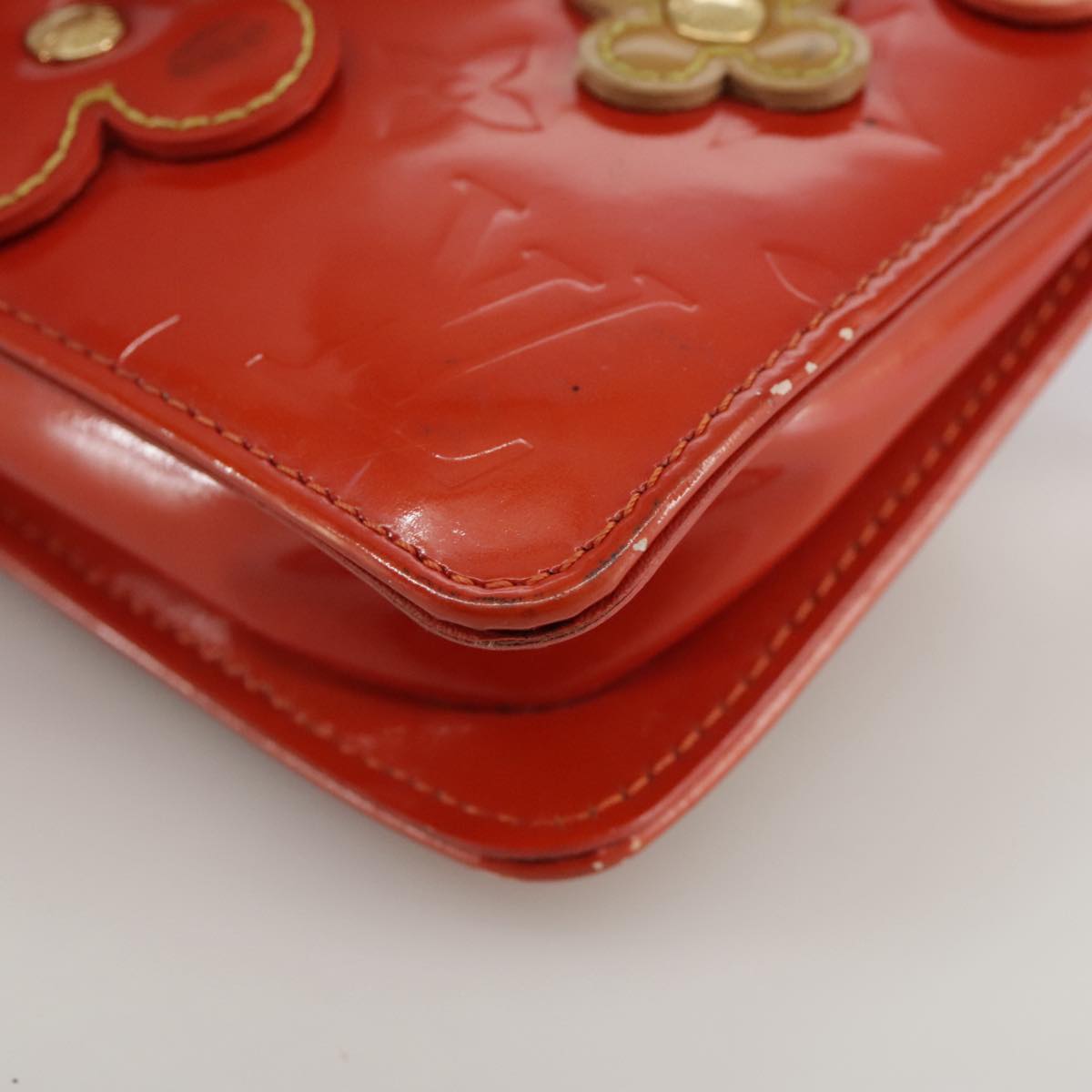 LOUIS VUITTON Monogram Vernis Flower Lexington Pouch Orange M92247 105791