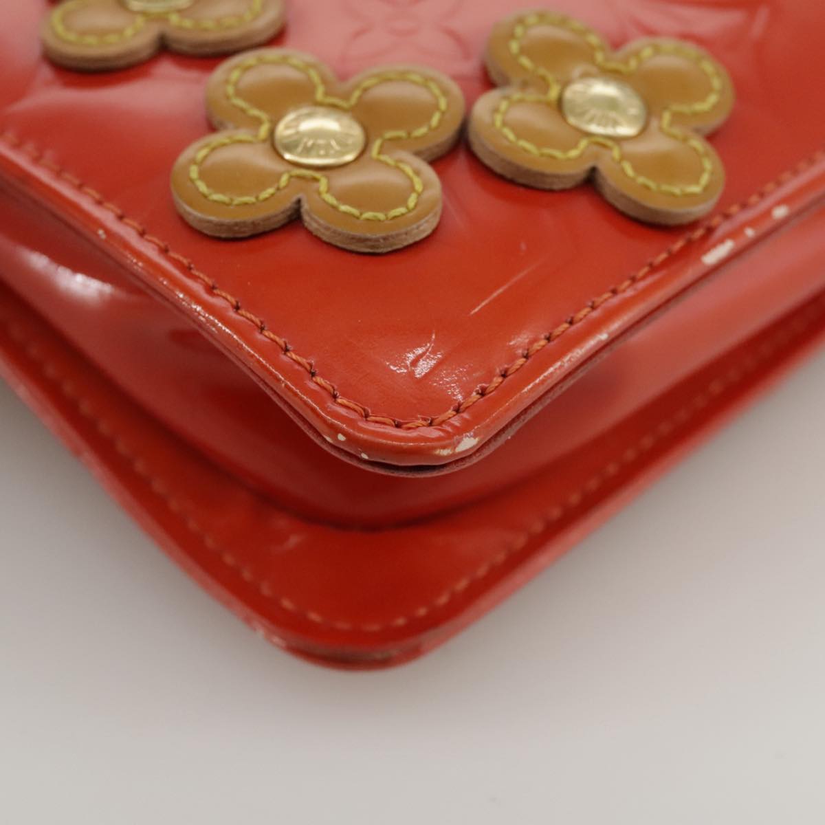 LOUIS VUITTON Monogram Vernis Flower Lexington Pouch Orange M92247 105791