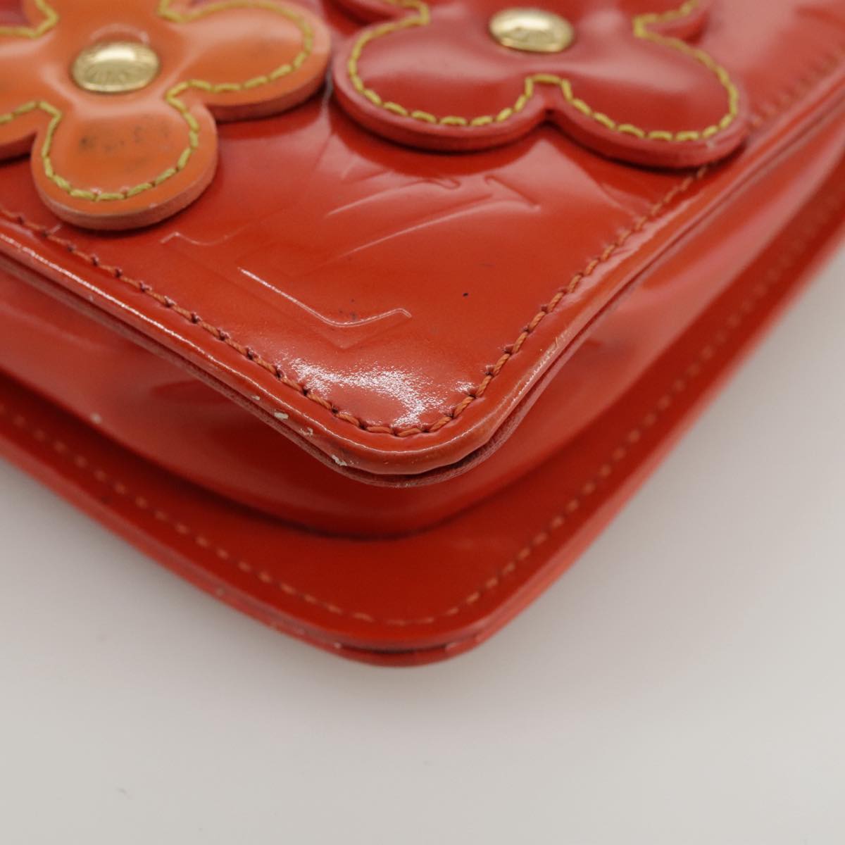 LOUIS VUITTON Monogram Vernis Flower Lexington Pouch Orange M92247 105791
