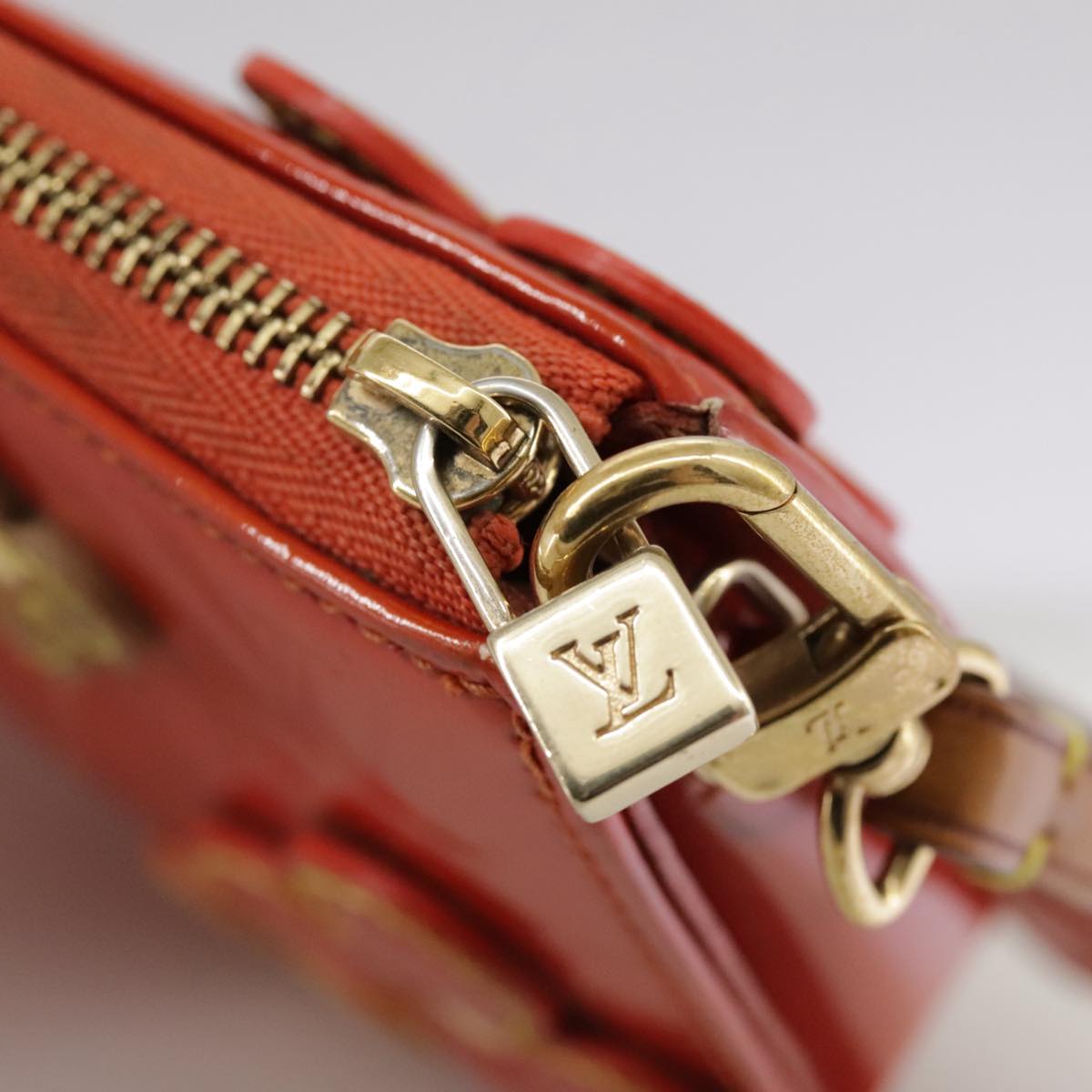 LOUIS VUITTON Monogram Vernis Flower Lexington Pouch Orange M92247 105791