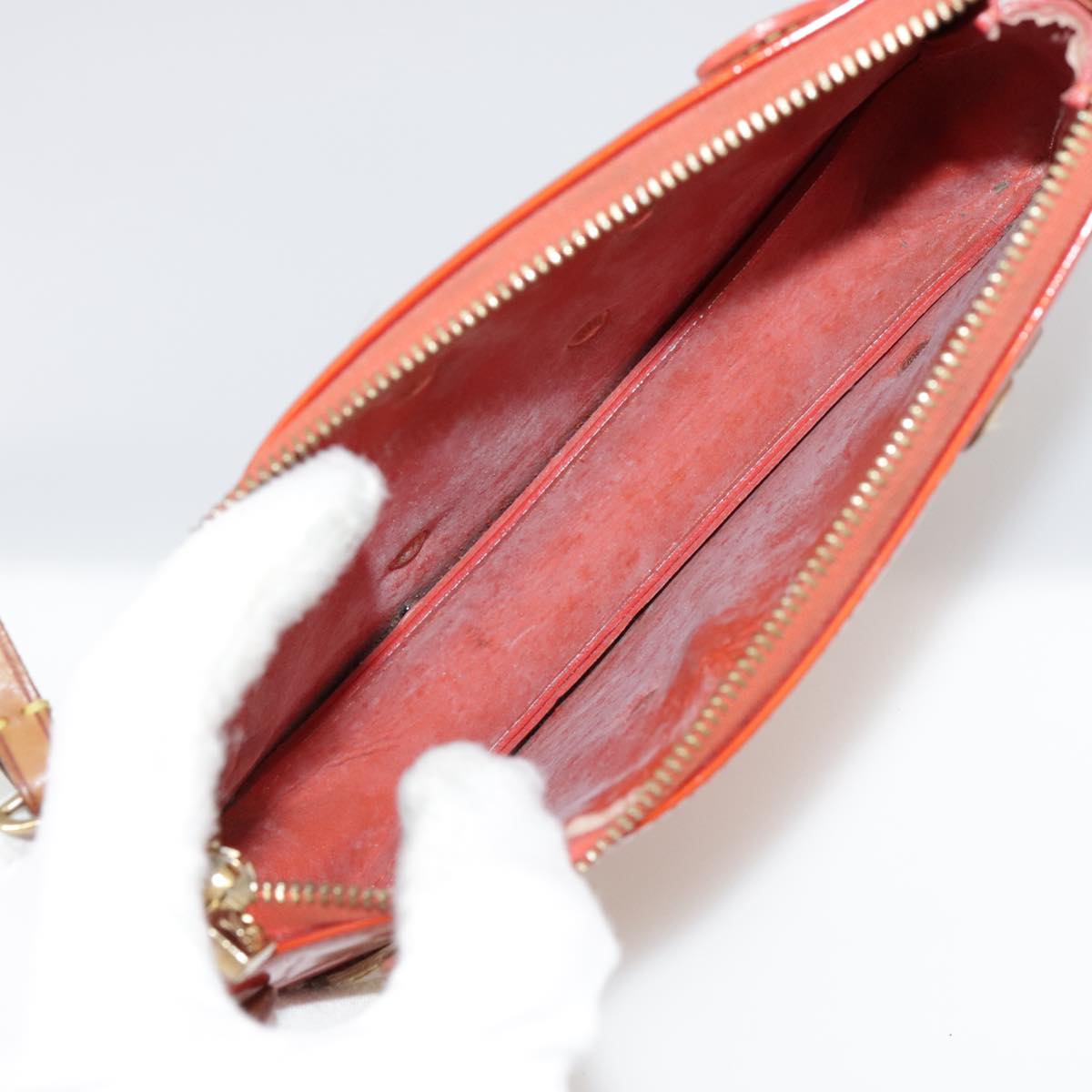 LOUIS VUITTON Monogram Vernis Flower Lexington Pouch Orange M92247 105791