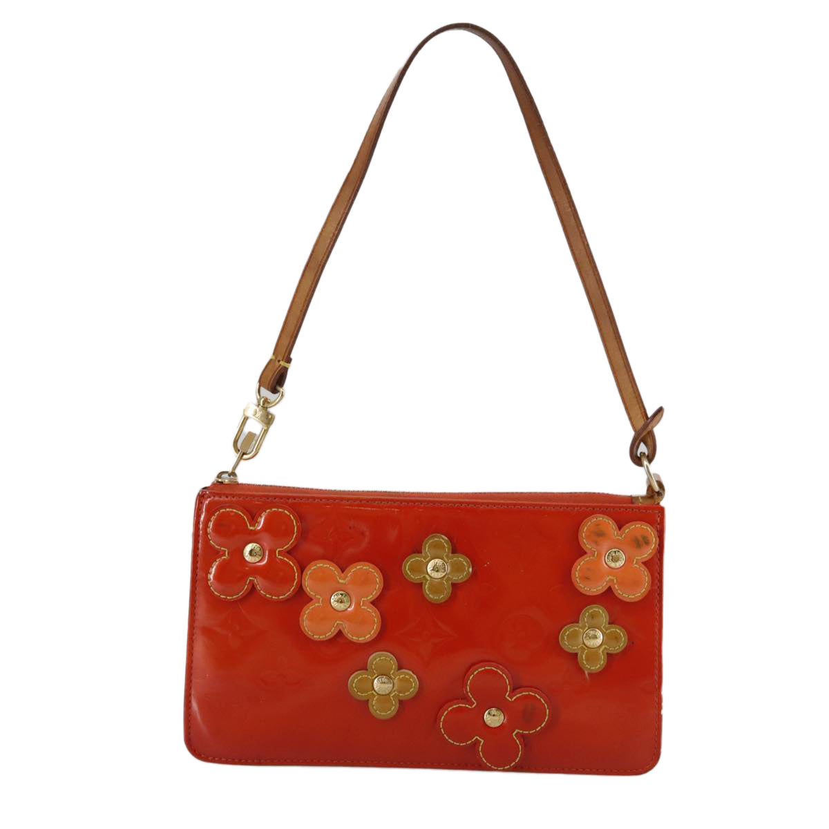 LOUIS VUITTON Monogram Vernis Flower Lexington Pouch Orange M92247 105791