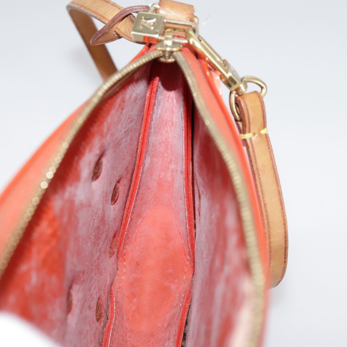 LOUIS VUITTON Monogram Vernis Flower Lexington Pouch Orange M92247 105791