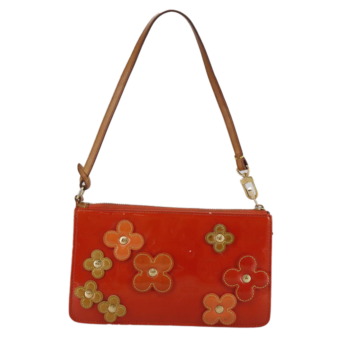 LOUIS VUITTON Monogram Vernis Flower Lexington Pouch Orange M92247 105791